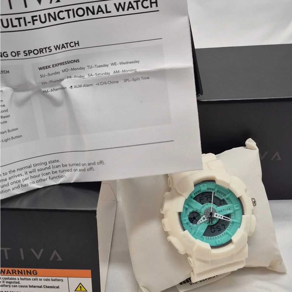 Activa White and Teal Sport Digital-Analog Watch By invicta